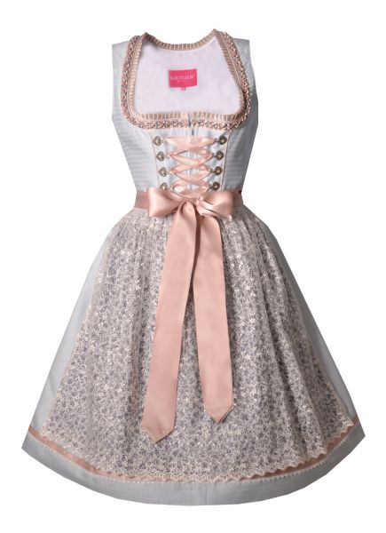 Dirndl midi 60 cm Jette hellblau rosa Spitzenschürze Krüger