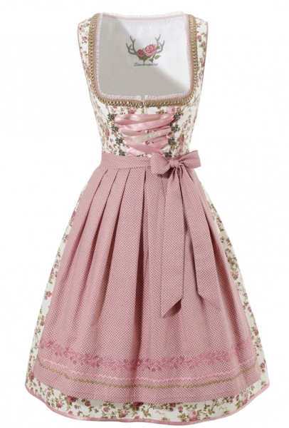 Dirndl mini 60 cm Virginia weiß/rosa Stockerpoint