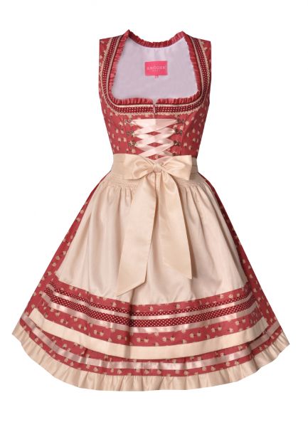 Dirndl mini 53 cm Vordergeschwendt rot beige Krüger Madl