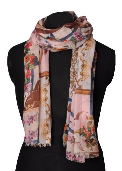 Trachtenschal Oberwellitzleithen pink floral gemustert Wolkenweis