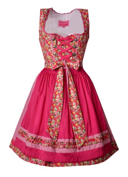 Dirndl mini 53cm Rabenbrunn pink gelb grün Rosen Krüger