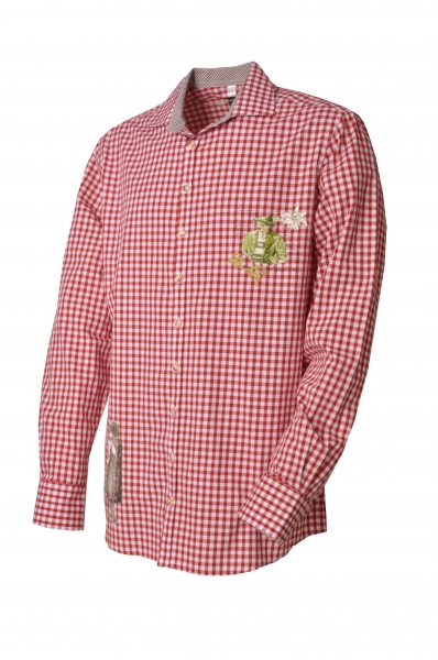 Trachtenhemd Mauth rot/weiß Slim Fit OS Trachten