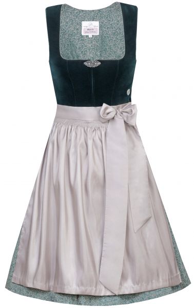 Dirndl midi 65 cm Elisabeth jadegrün grün dunkelgrün taupe Samt Marjo