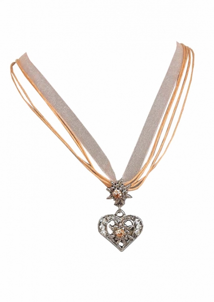 Dirndlkette Lauterhofen beige sand Herz/Edelweiß