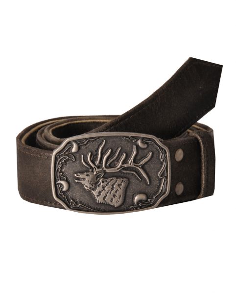 Trachtengürtel Ledergürtel Oberalmsham schwarz antik Hirsch Maddox