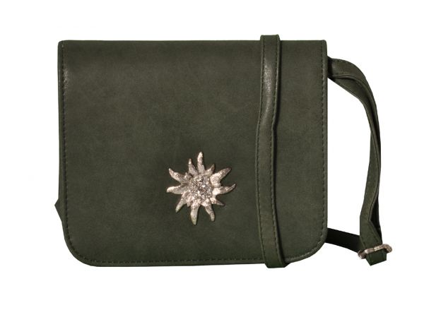 Trachtentasche Dirndltasche Esther grün dunkelgrün mit "Edelweiss" Wolkenweis