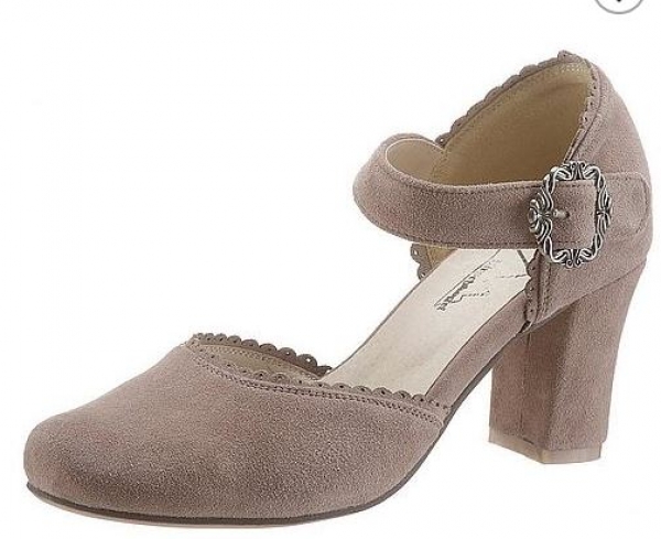 Trachten Pumps Spielhof taupe braun Riemchen Hirschkogel