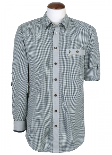 Trachtenhemd Dorf grün Langarm Slim Fit Spieth & Wensky