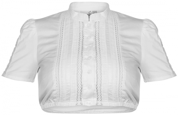 Dirndlbluse Madlen weiß Kurzarm Stehkragen Marjo