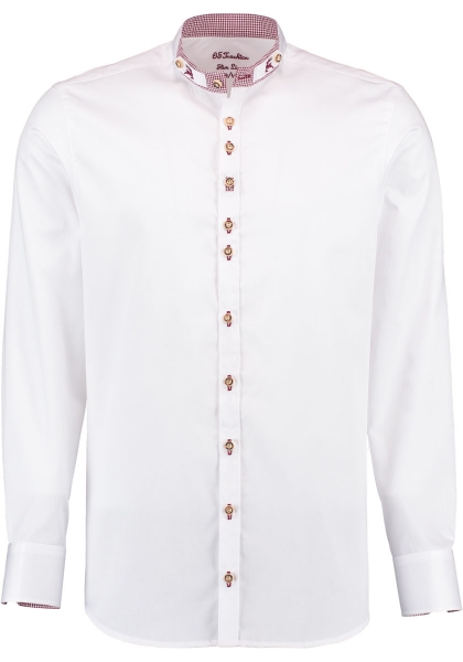 Trachtenhemd Taching weiß Slim Fit Stehbund mit Kragen OS Trachten