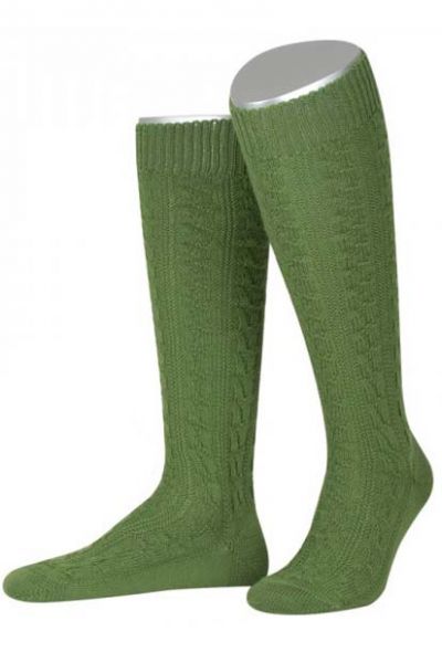 Trachtenkniestrumpf Socken apfelgrün Zopfmuster