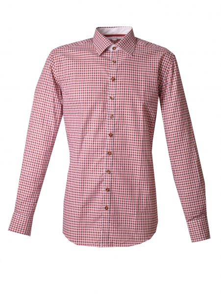 Trachtenhemd Stadtlauringen weinrot rot Slim Fit OS Trachten