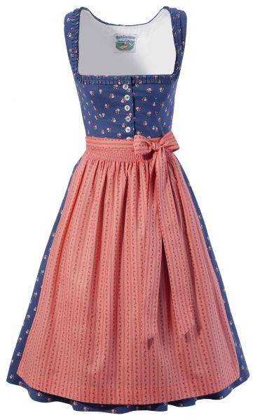 Dirndl midi 65 cm Britta blau lachs Turi Landhaus