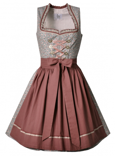 Dirndl mini 55 cm Lindneau cassis weinrot grau Bergweiss