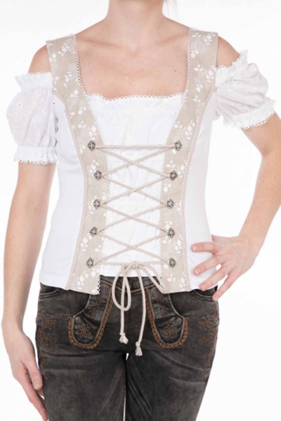 Trachtenbluse Elisa I weiß beige Carmen Marjo