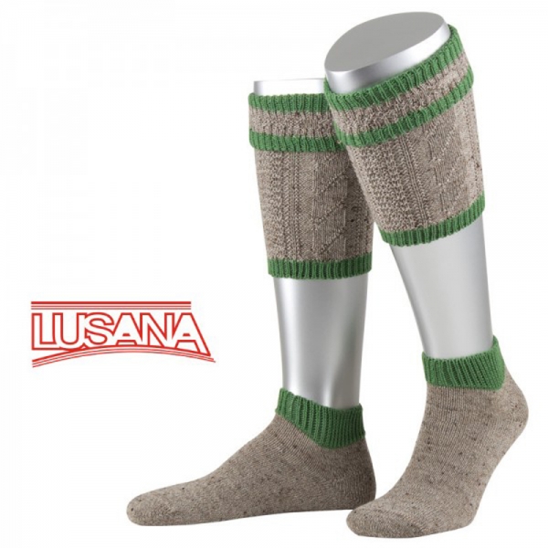 Trachten Loferl Set-2tlg.Elfershausen Loden Tweed braun meliert smaragd grün Wadenwärmer Lusana