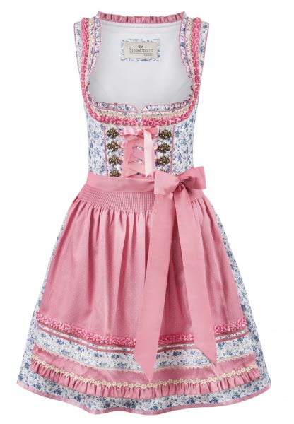 B-Ware / 2. Wahl - Dirndl mini 52cm Fidelia blau rosa geblümt Stockerpoint
