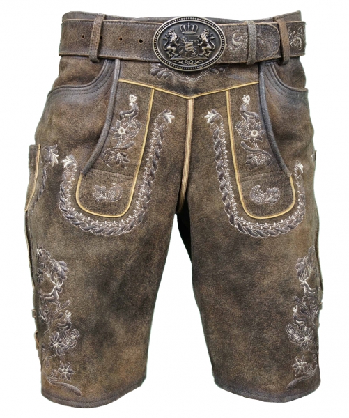 Lederhose kurz Alex Wildbock zirbe dunkelbraun mit Gürtel TrachtenRebell