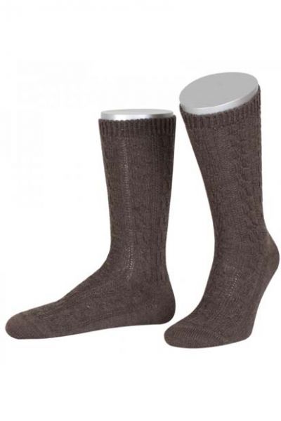 Shoppersocke braun Zopfmuster Lusana