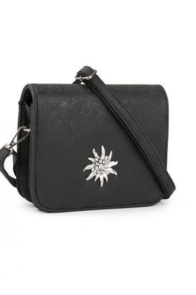 Trachtentasche Dirndltasche Esther schwarz mit "Edelweiss" Wolkenweis