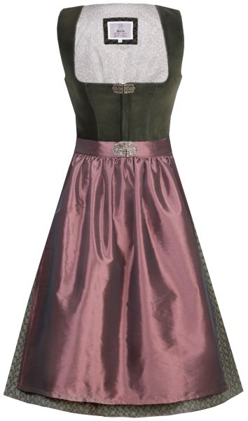 B-Ware / 2. Wahl Dirndl midi 65 cm grün rosenholz Samt Marjo