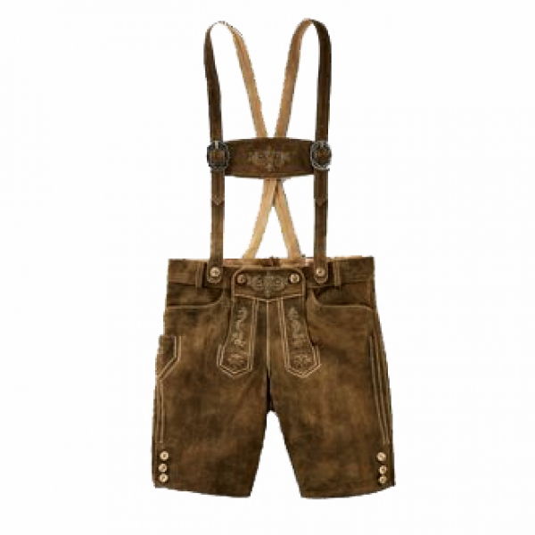 Lederhose kurz Luis Bock holz/braun Stegträger Maddox