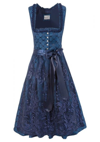 Dirndl midi 65 cm Niederham dunkelblau blau Marjo