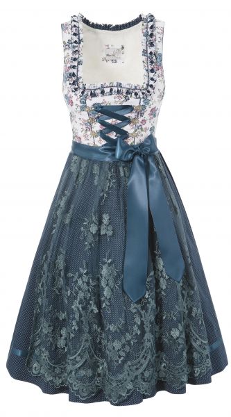 B-Ware / 2. Wahl Dirndl mini 54cm Dagoba weiß petrol blau grün Marjo