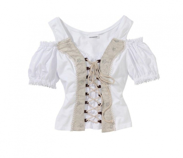 Trachtenshirt/-mieder Bechhofen weiß beige Stockerpoint
