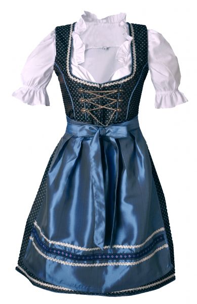 B-Ware / 2. Wahl - Dirndl midi 60 cm Wallgau OHNE Bluse braun/blau BayerMadl