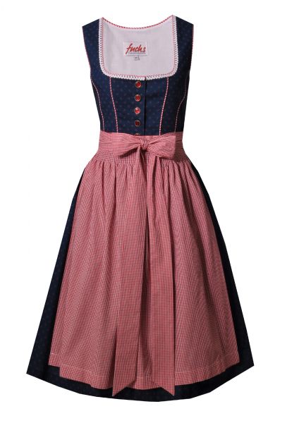 Dirndl midi 60 cm Gebendorf marine blau rot Fuchs