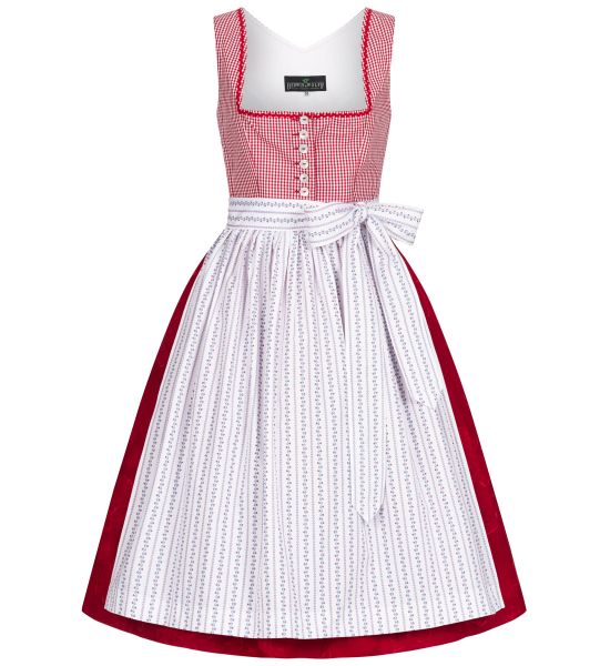 Dirndl midi 70 cm Obermotzing rot weiß Berwin &amp; Wolff