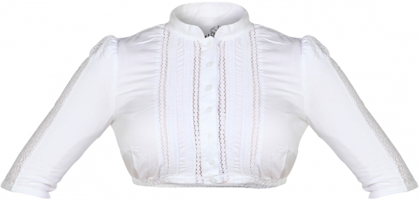 Dirndlbluse Madlen weiß 3/ 4 Arm Stehkragen Marjo