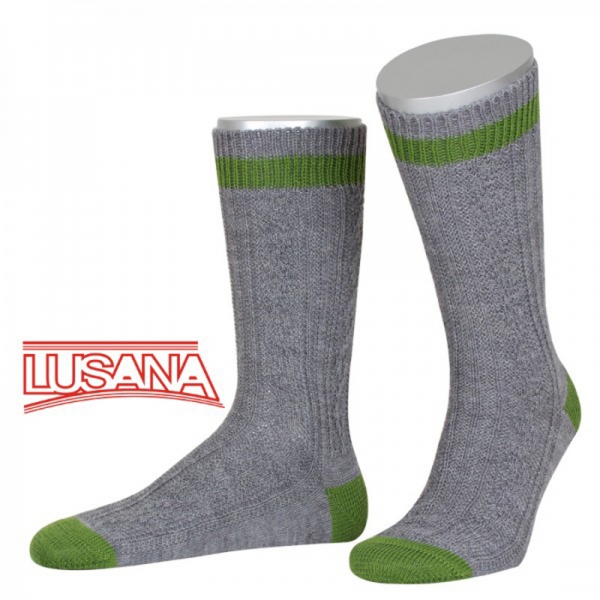 Shopper-Trachtensocken Eglfing mittelgrau/apfelgrün Lusana