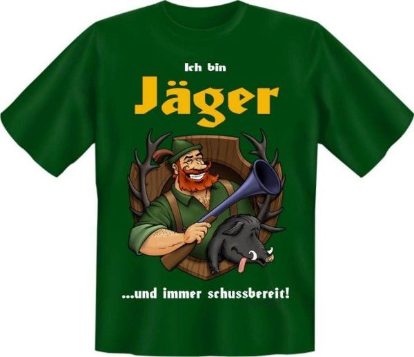 Trachtenshirt "Ich bin Jäger und immer schussbereit!" grün