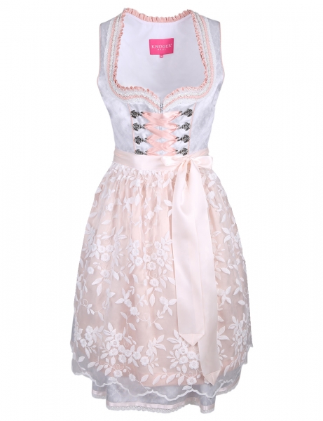 Dirndl midi 60cm Harmony blau eisblau / rose apricot Krüger MADL by Madeleine & Maren