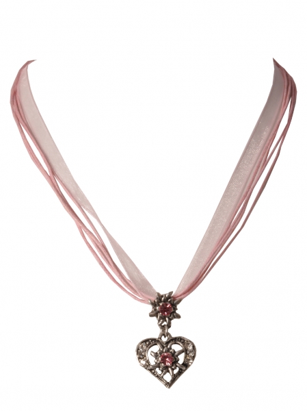 Dirndlkette Trachtenkette Lauterhofen rosa Herz und Edelweis v. Wolkenweis