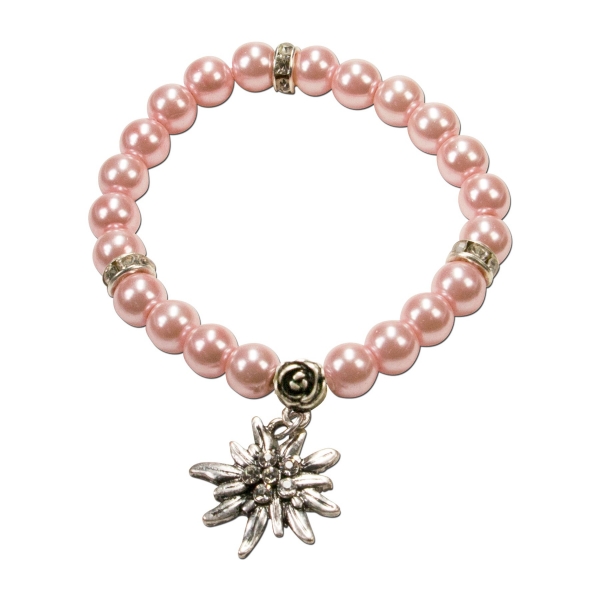 Trachten Armband Segnitz Edelweiß rose Wachsperlen