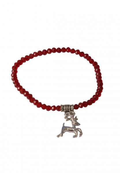 Trachten Armband Pinzberg Kristall Hirsch dunkelrot rot Wolkenweiß