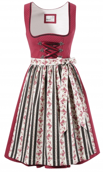 Dirndl mini 58 cm Gilla rot/ schwarz Marjo