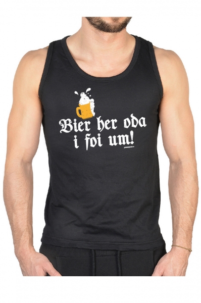Trachten Tank Top Bier her oda i fui um! schwarz
