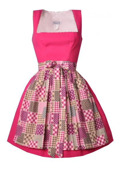 Dirndl mini 50 cm Kemathen pink karo Hannah Collection