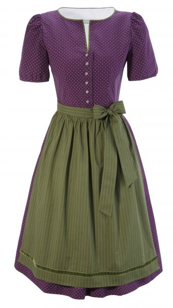 Dirndl hochgeschlossen midi 68 cm Kirchthalmühle lila grün Hannah Collection