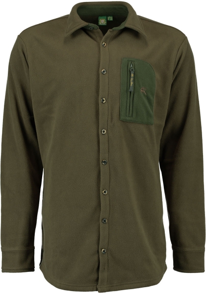 Trachtenhemd Jagd-Fleecehemd Langarm Plankenfels grün Slim Fit OS Trachten