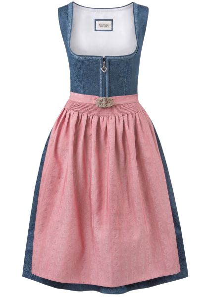 B-Ware / 2. Wahl - Dirndl midi 70 cm Roseline A blau altrosa rosa Stockerpoint