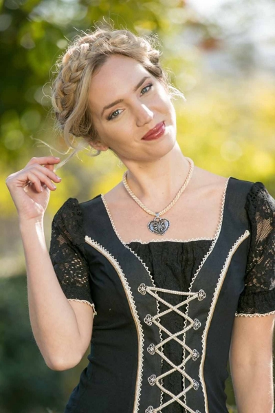 Trachtenbluse Efira schwarz beige Kurzarm Marjo