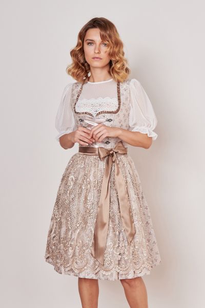 Dirndl midi 60 cm Kalinda beige braun Krüger Madl