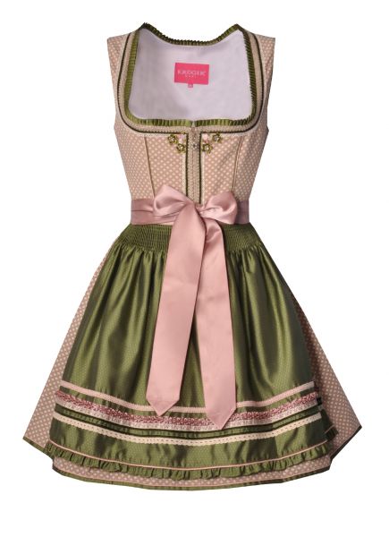 Dirndl mini 48cm Huben beige grün rosa Krüger