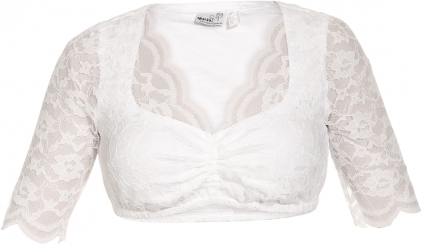 Dirndlbluse Dina-Lotta Spitzenärmel Langarm weiß Spitze Marjo