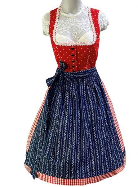 Dirndl midi 60 cm Altmannstein rot marine blau Fuchs